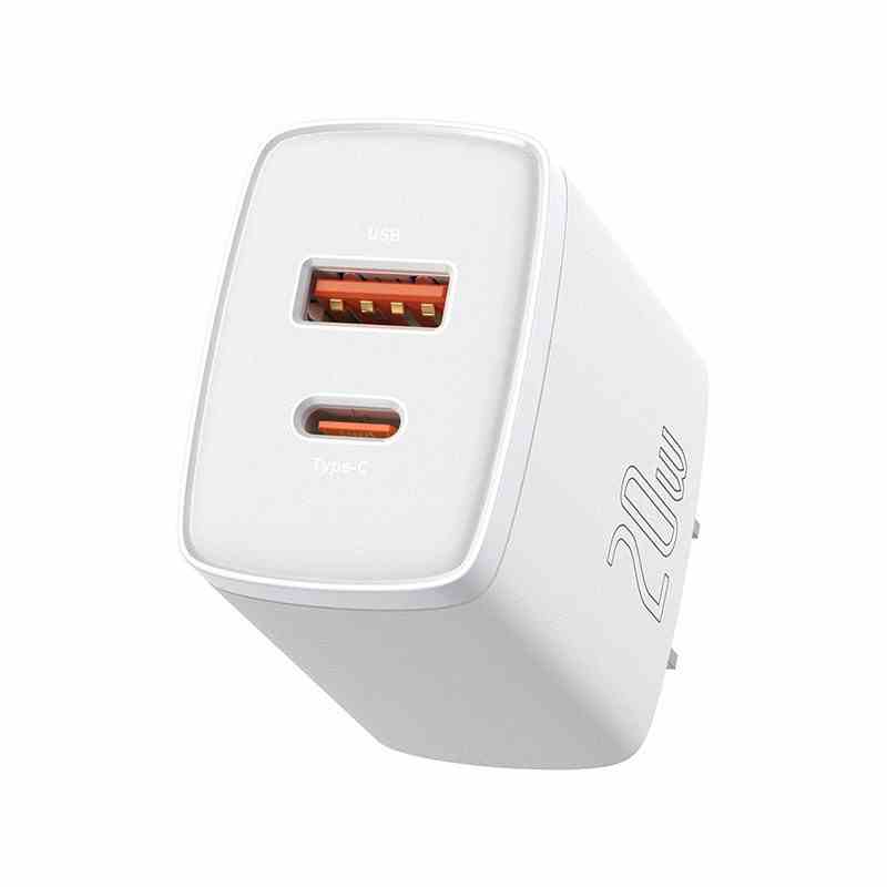 Củ sạc nhanh Baseus Compact Quick Charger PD 20W 2 cổng ( USB + Type C Dual Port, QC 3.0, chân cắm US ) nhỏ gọn