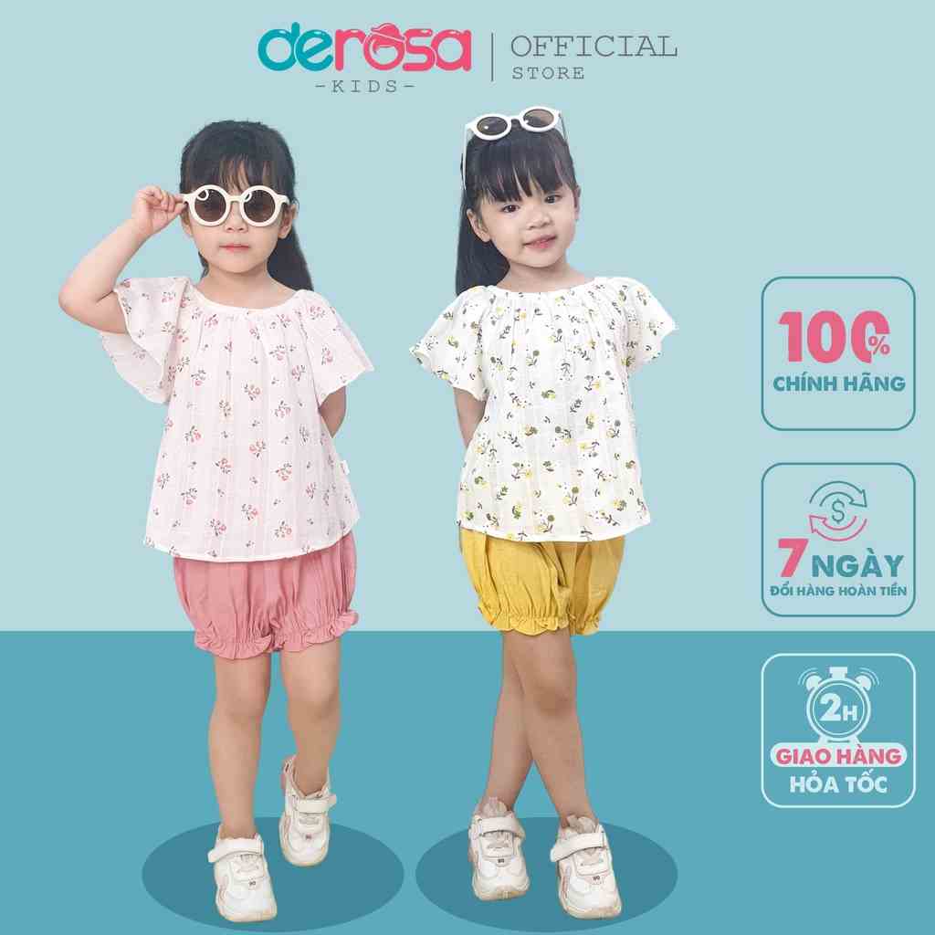 Bộ quần áo cho bé gái DEROSA KIDS bộ cộc tay cho bé 2 - 6 tuổi ASKD536B